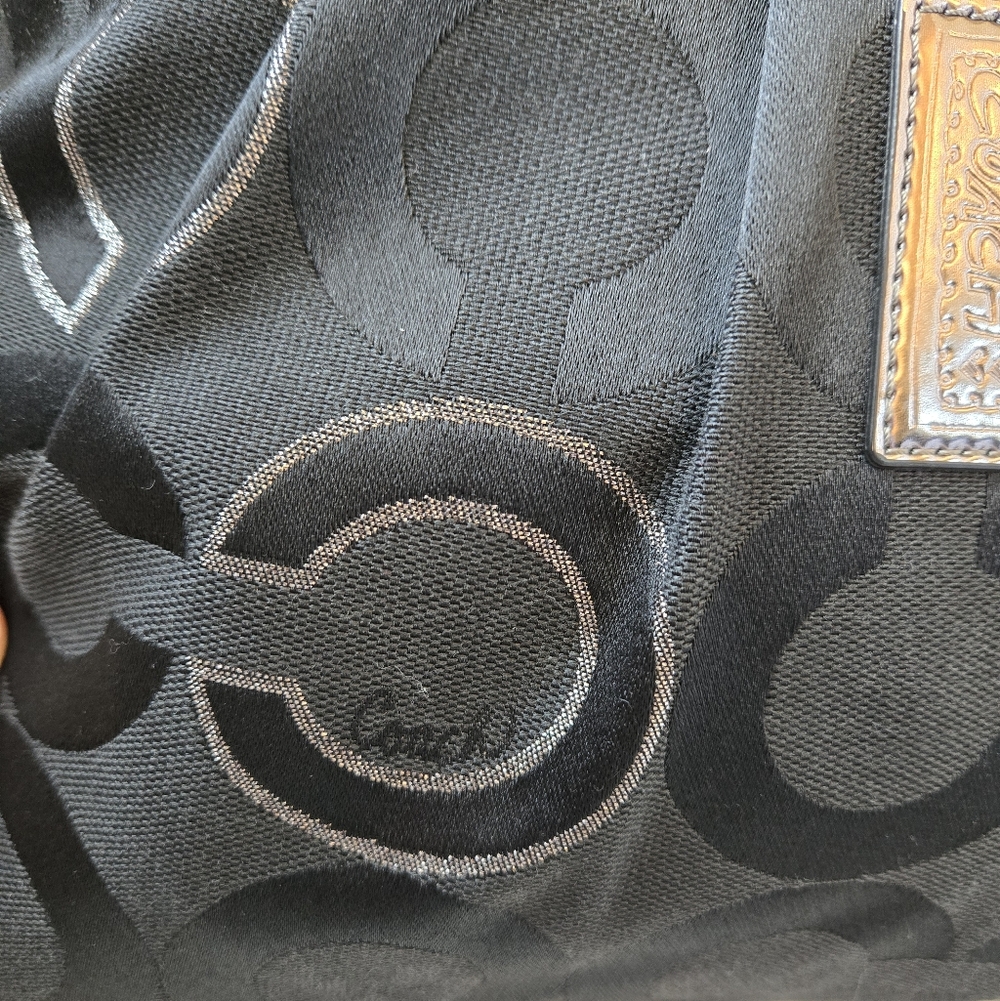 COACH 2010 Poppy Op Art Glam Black & Silver Tote Bag - Picture 5 of 16